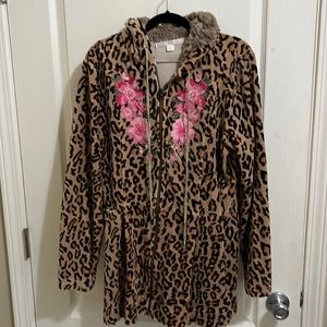 Womens Boston Proper Jaguar print hooded jacket, size large